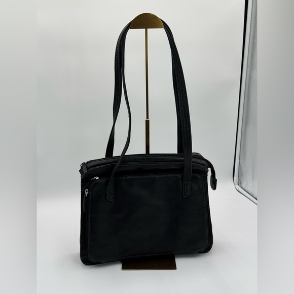 Leather Briefcase Laptop Shoulder Bag Purse Black - Picture 3 of 15